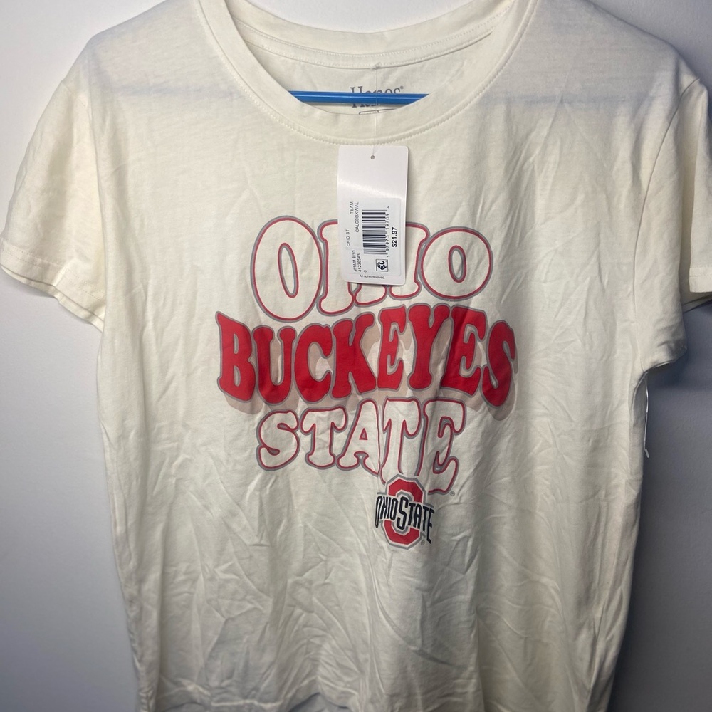 Hanes White T-Shirt with Red Ohio Print